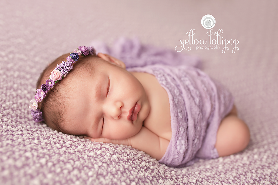 high bridge newborn baby girl on purple