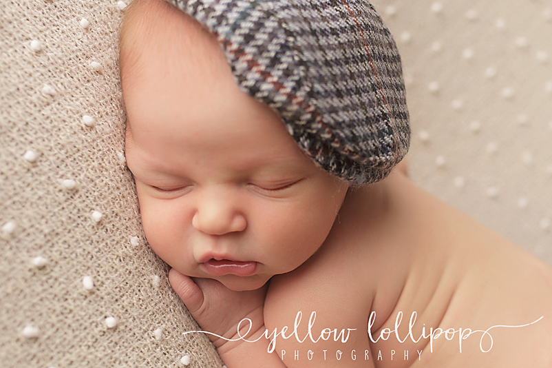 union county nj newborn photo session baby boy in a cap