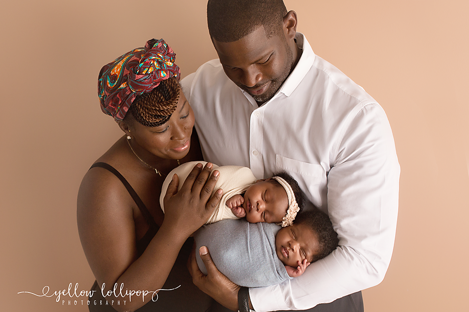 newborn twins with parents photo family photographer mercer county nj