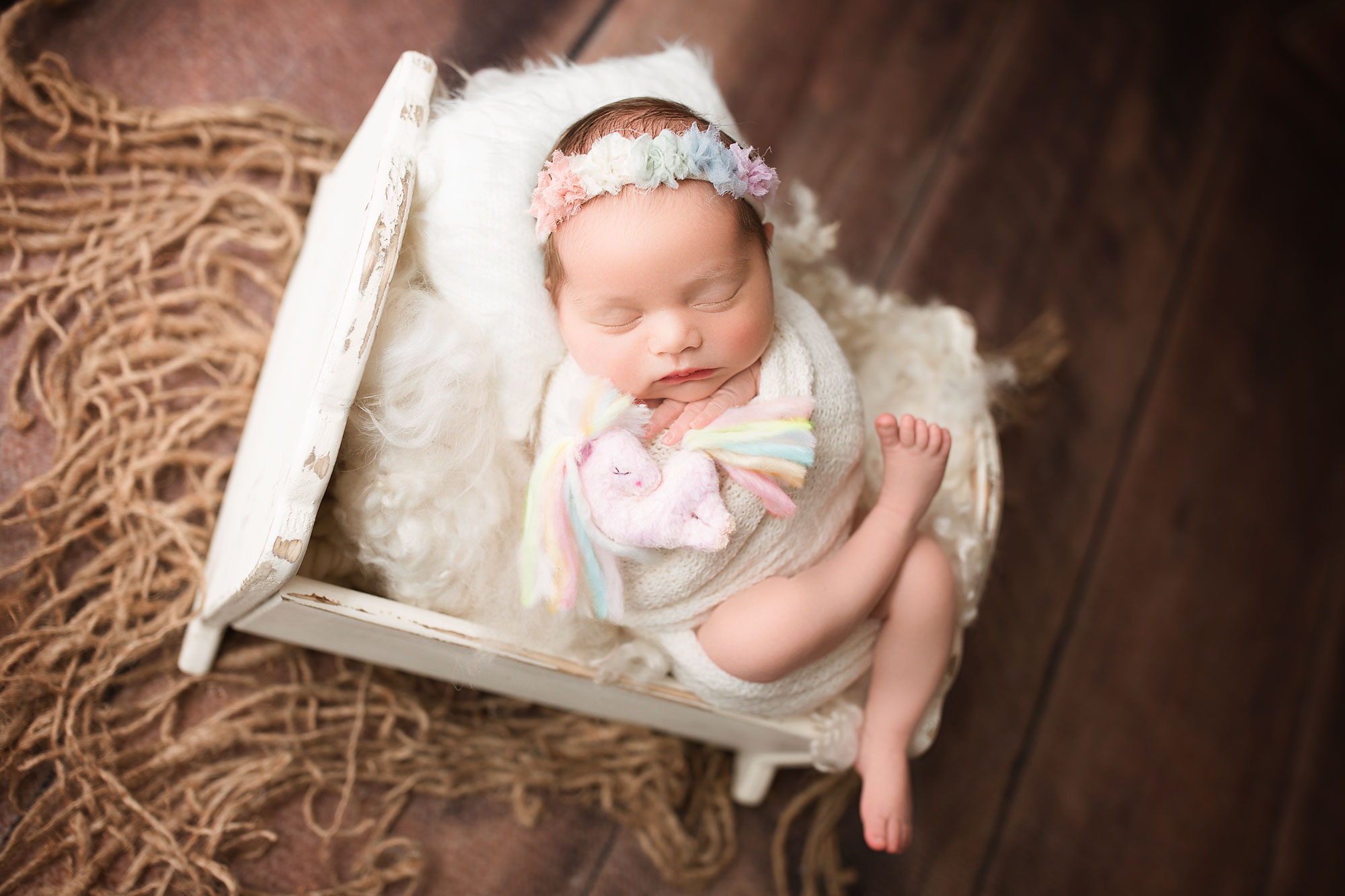 morris county rainbow baby photo session baby in a bucket 