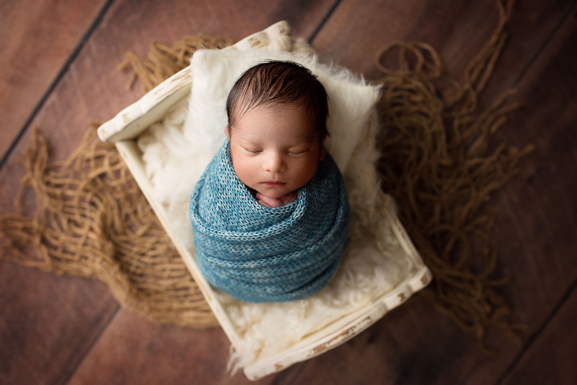 Somerset county NJ newborn photo session baby boy sleeping all wrapped up