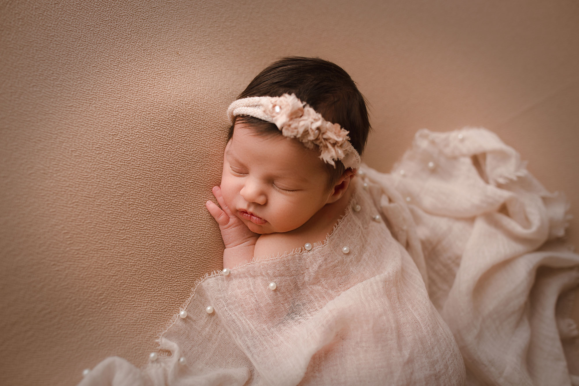 central nj newborn photography baby sleeping covered with a wrap