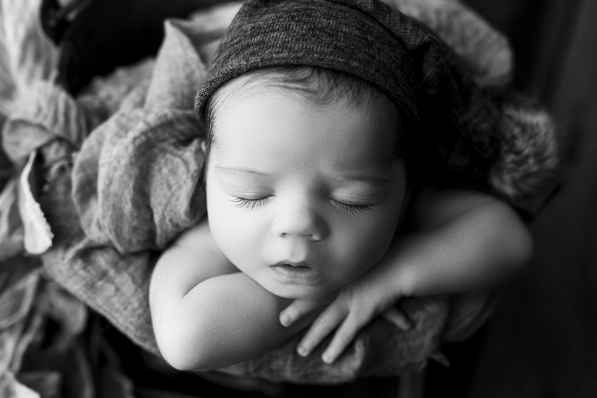 nj newborn photographer sleeping baby with huge eyelashes