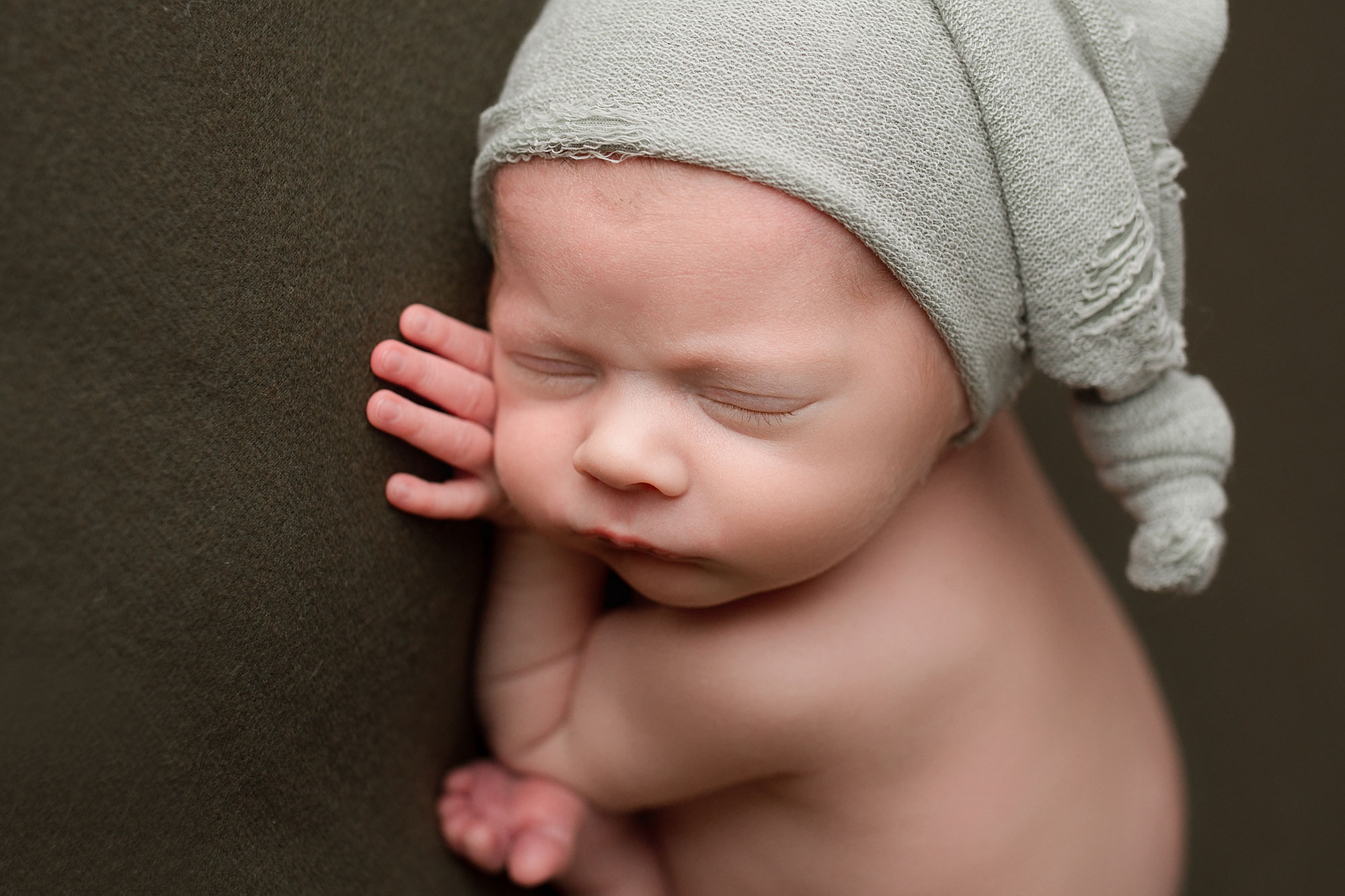 Somerset NJ Newborn Photography baby boy beanbag posing
