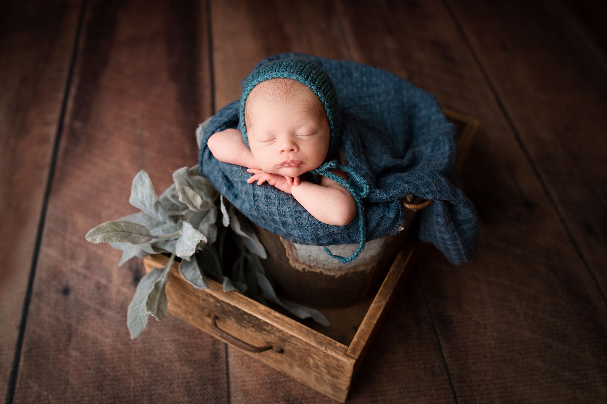 Somerset NJ Newborn Photography baby boy in a bucket