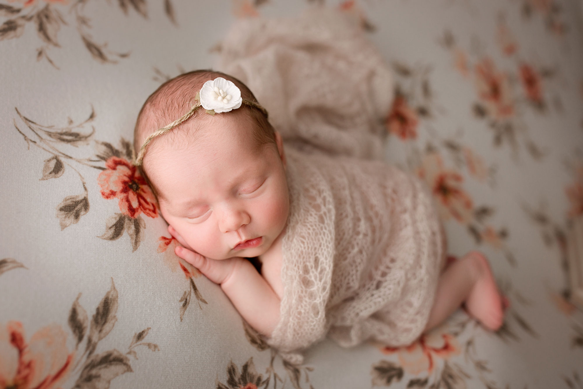 Newborn Photography Hillsborough NJ baby girl beanbag posing