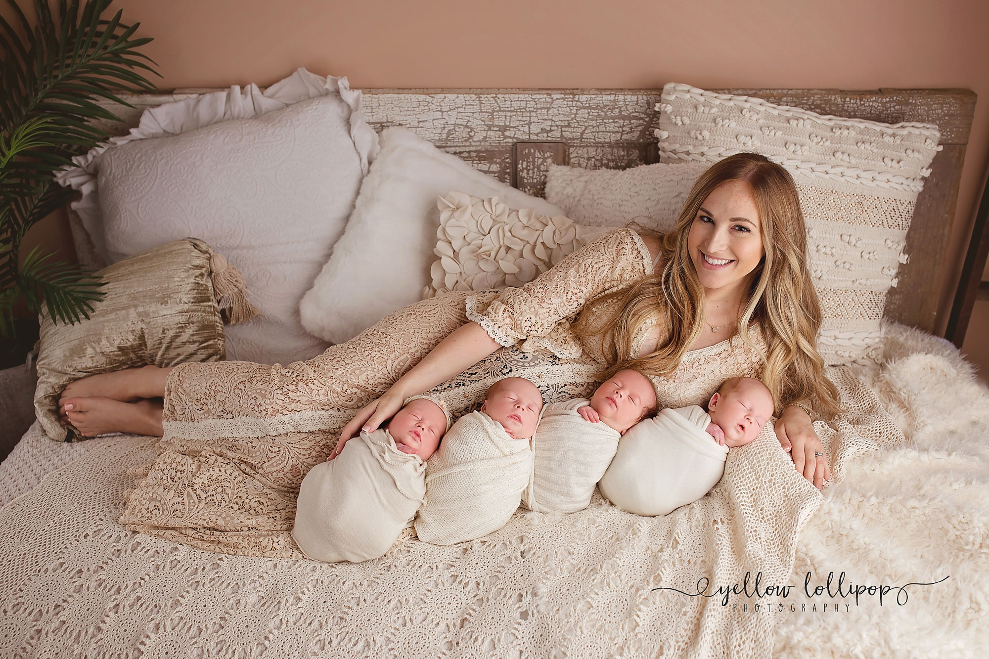 quadruplets newborn photography mom and babies