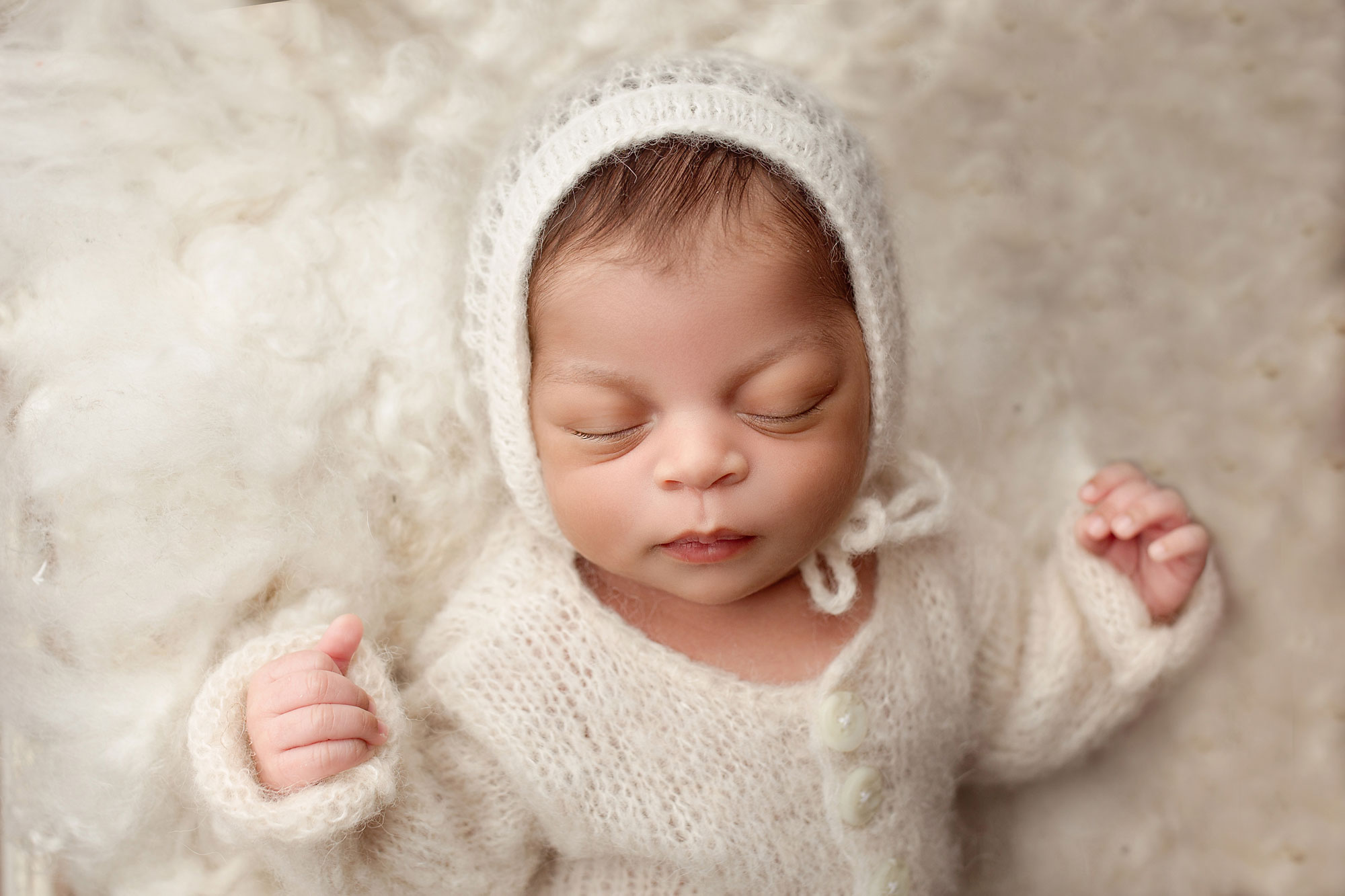 professional baby portraits, sleeping baby in white