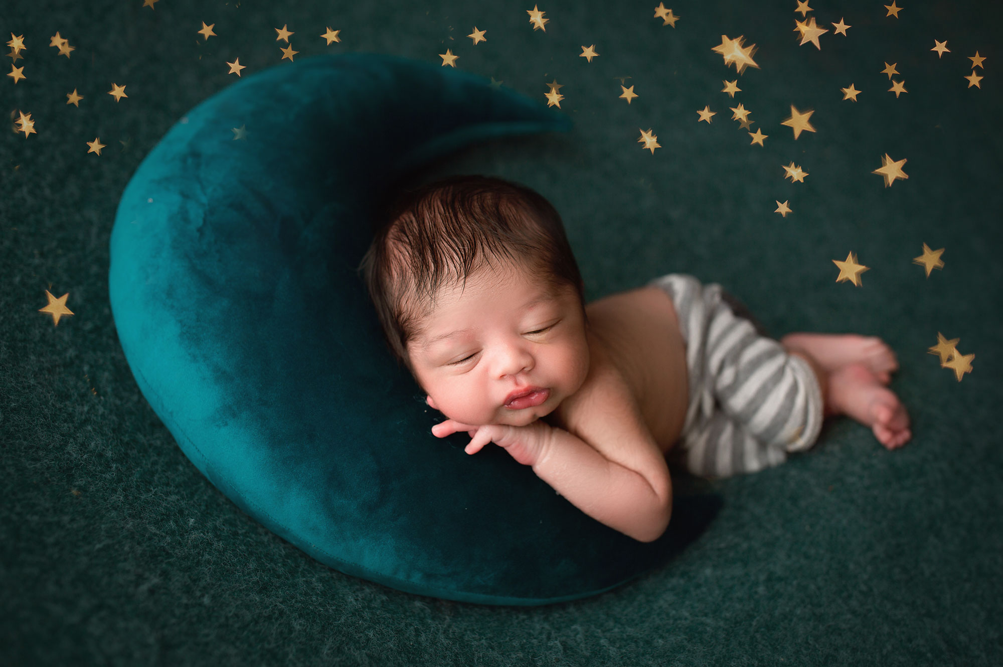 baby boy sleeping on the moon middlesex county NJ newborn baby photographer