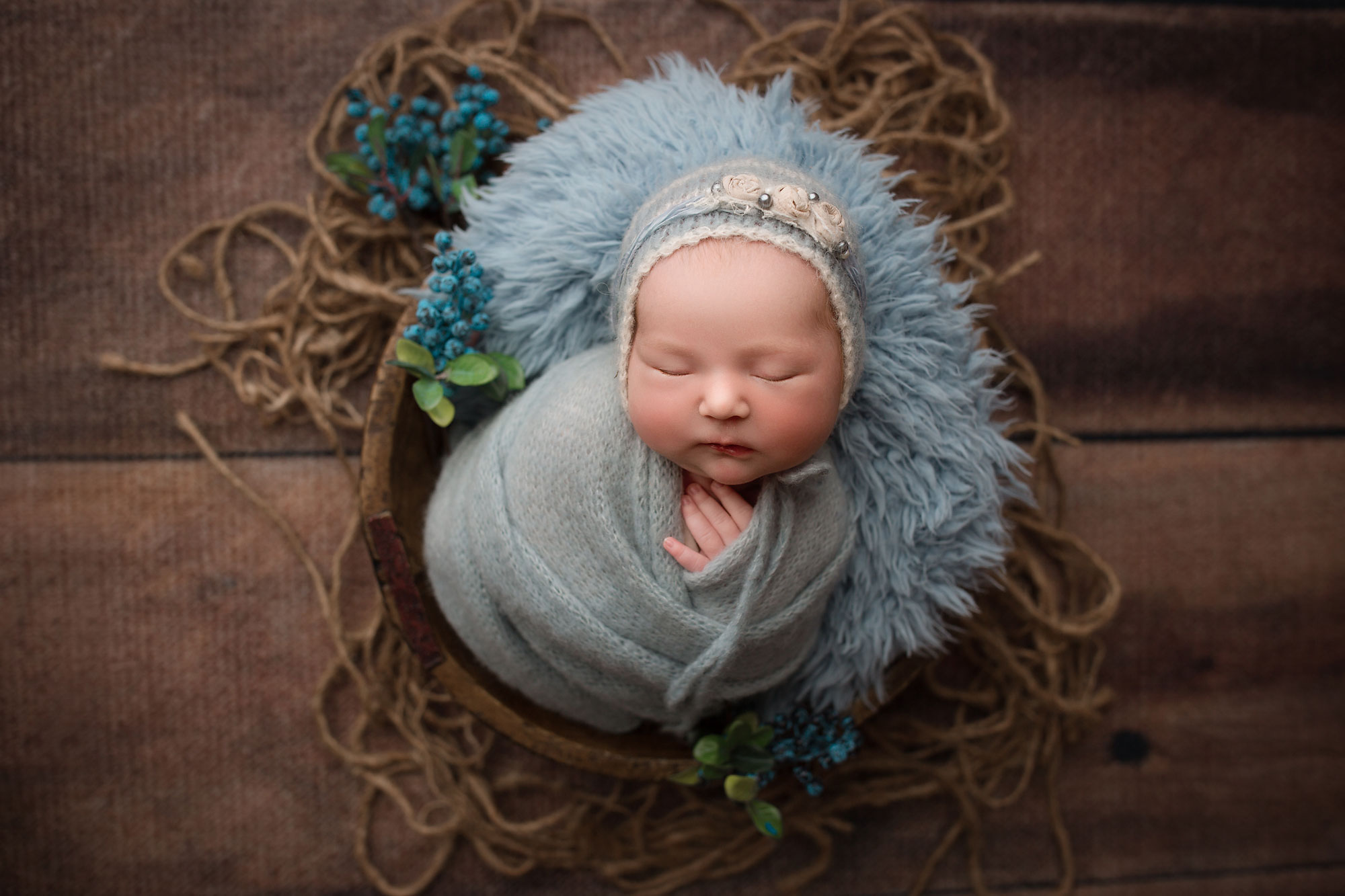 nj newborn photographer blue set up baby girl 
