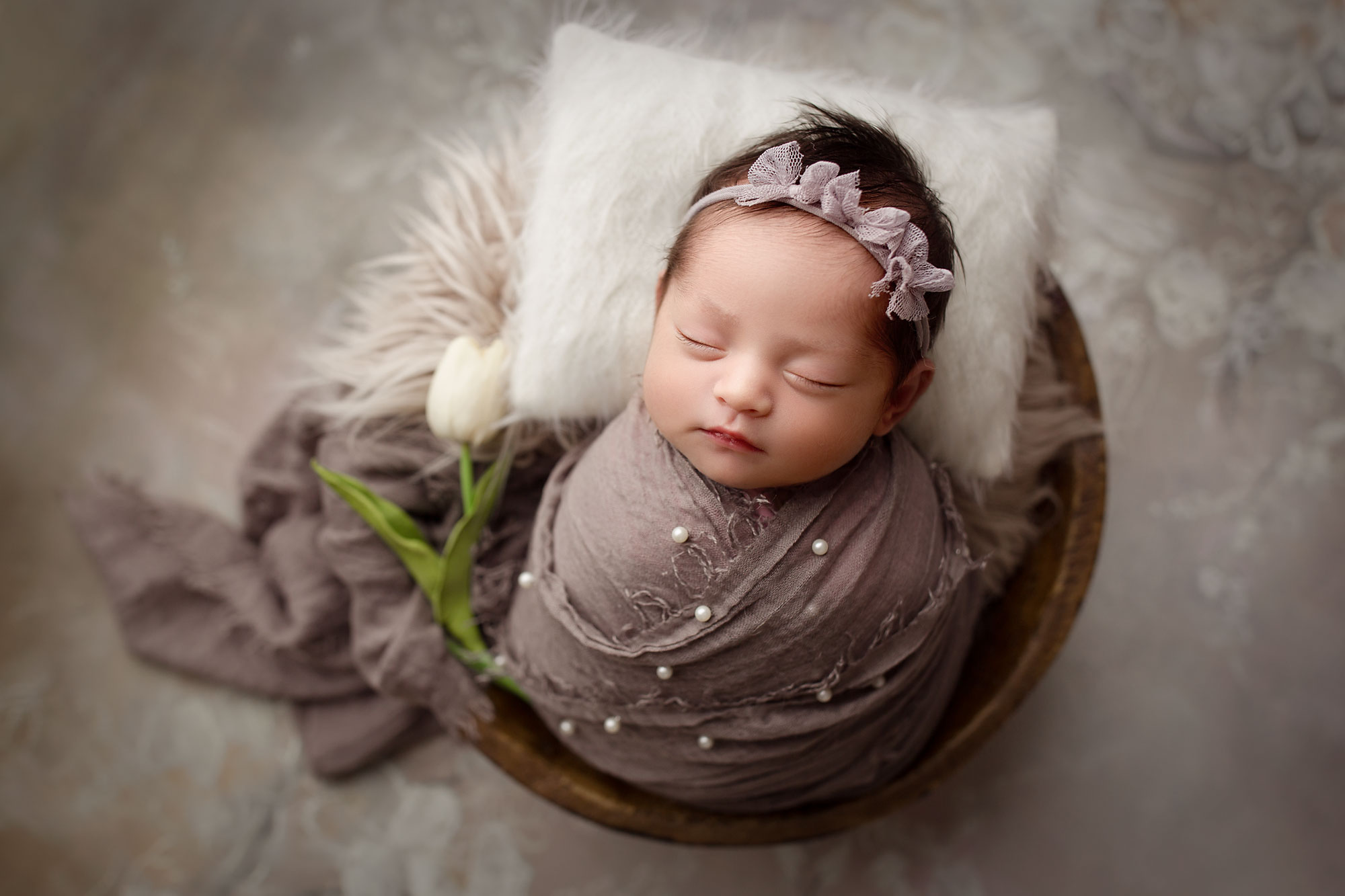 baby girl sleeping on a blanket NJ newborn photography