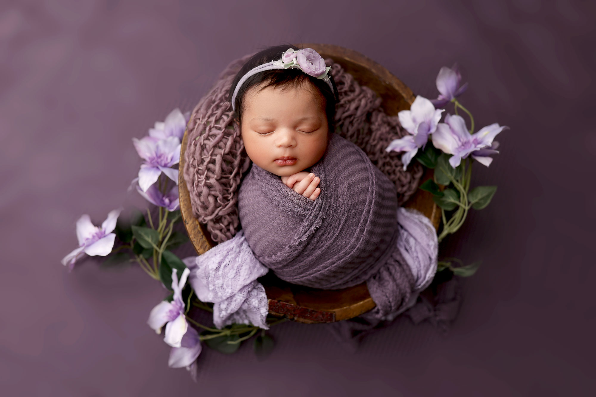 Yellow Lollipop Photography reviews baby girl in purple