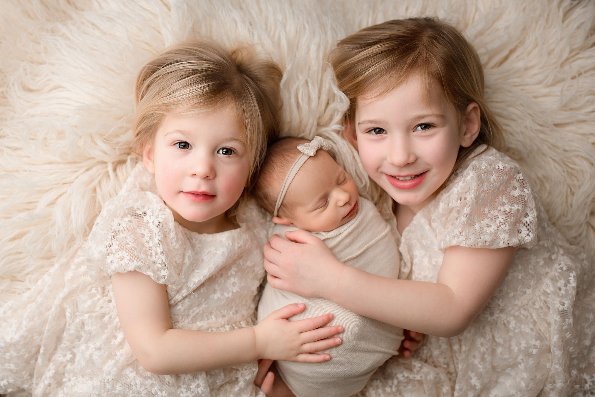 Lebanon NJ Baby Photography baby girl with her 2 big sisters 