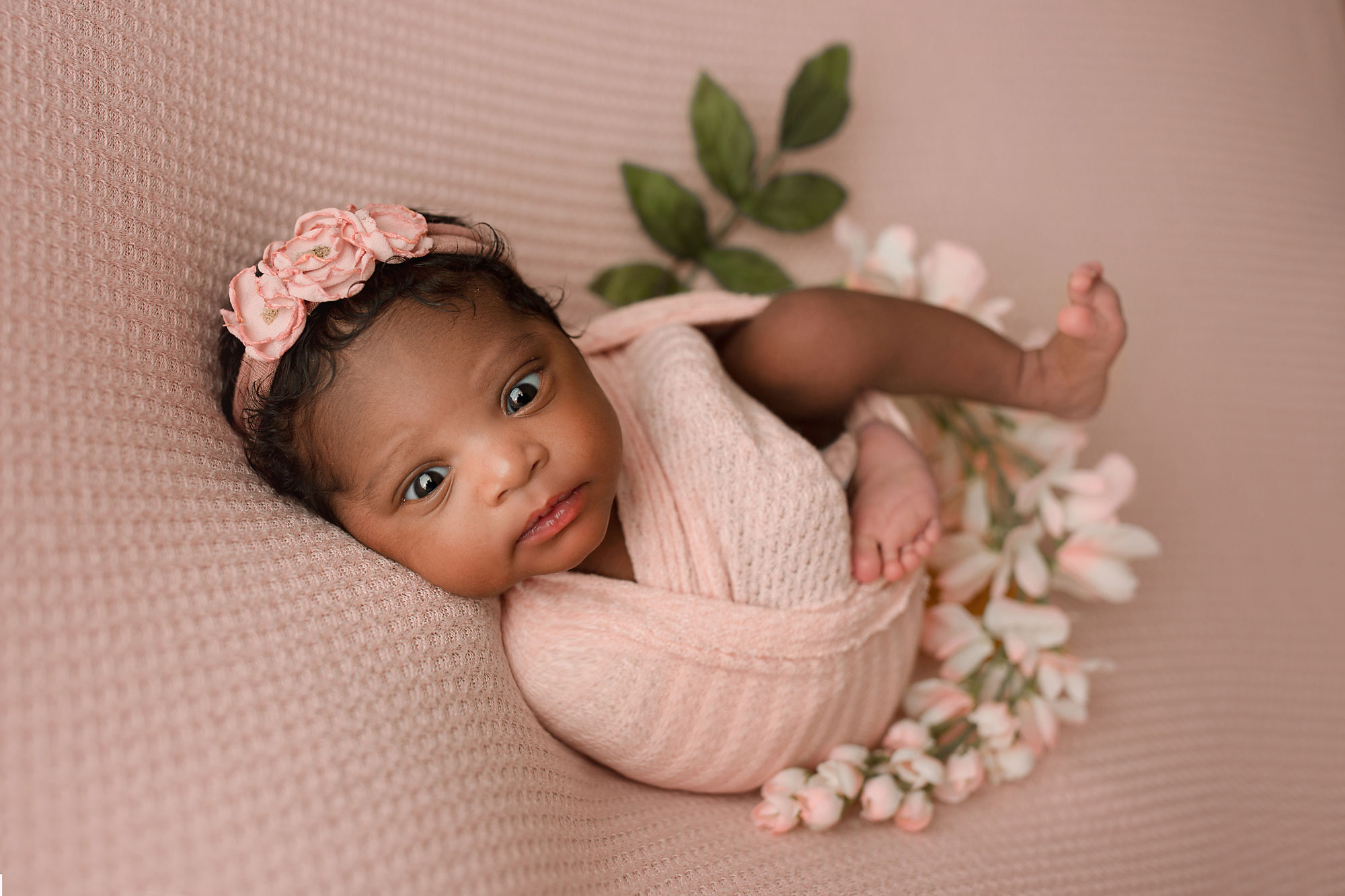 nj newborn photos showing a baby girl